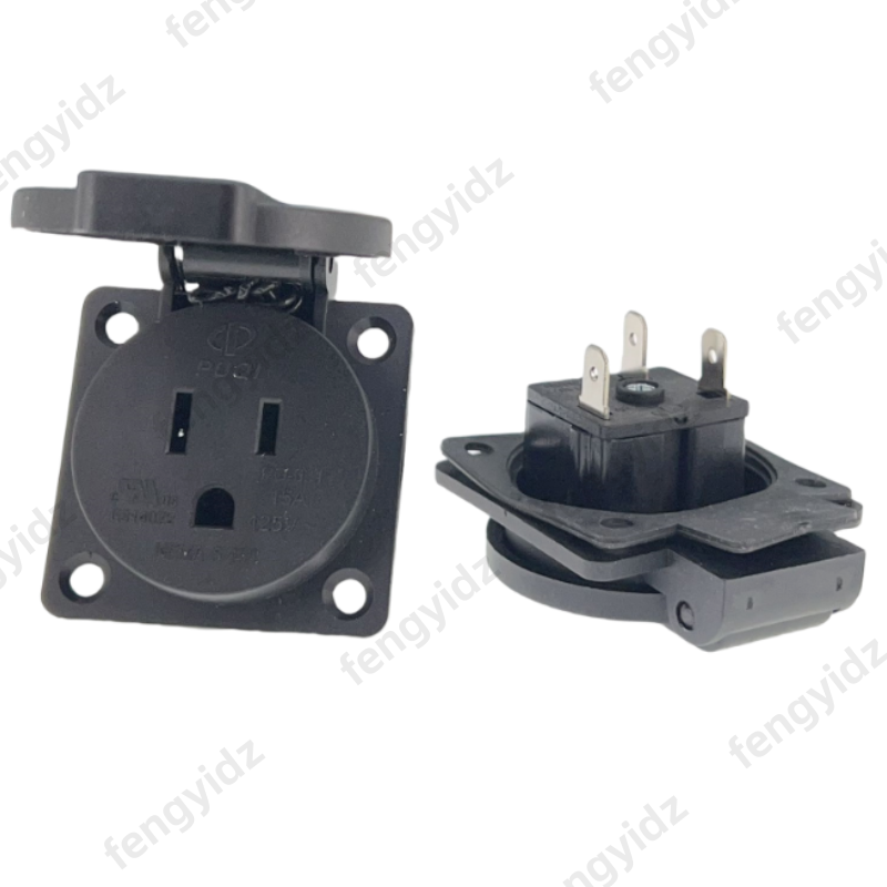Outdoor Power Inlet Box - Black 125V 15A 20A IP44 CE