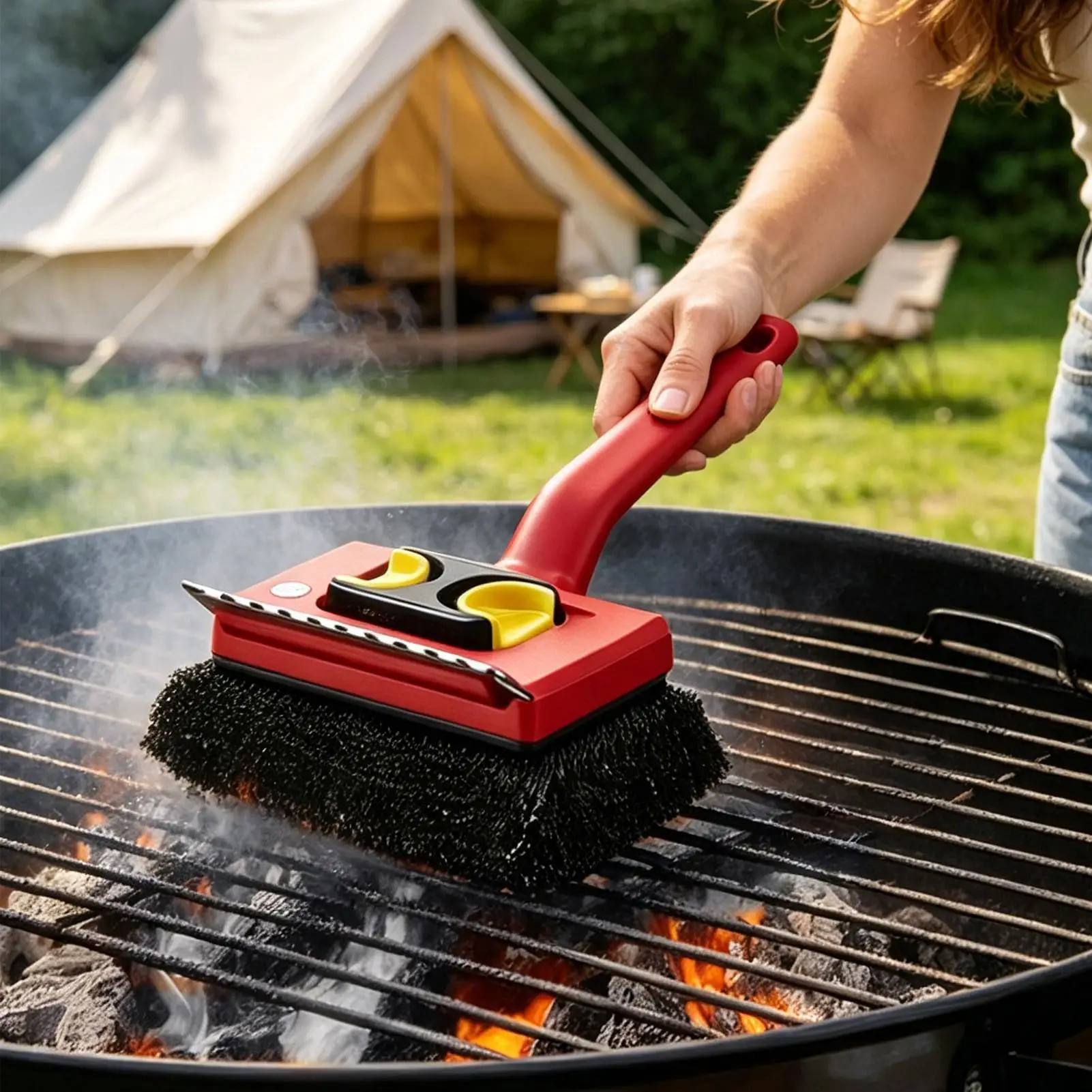 Outdoor Power Grill - Long Handle Electric Grill Brush,No Shedding