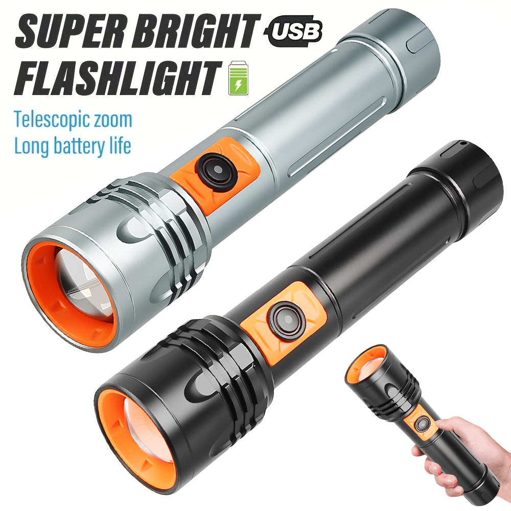 High Power LED Flashlight USB  - Outdoor Power For Camping 评论和价格