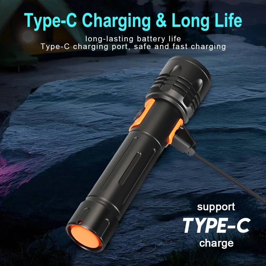 High Power LED Flashlight USB  - Outdoor Power For Camping 评论和价格