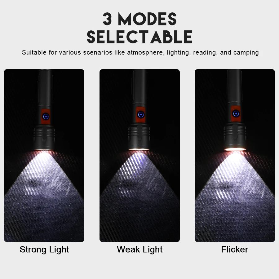 High Power LED Flashlight USB  - Outdoor Power For Camping 评论和价格