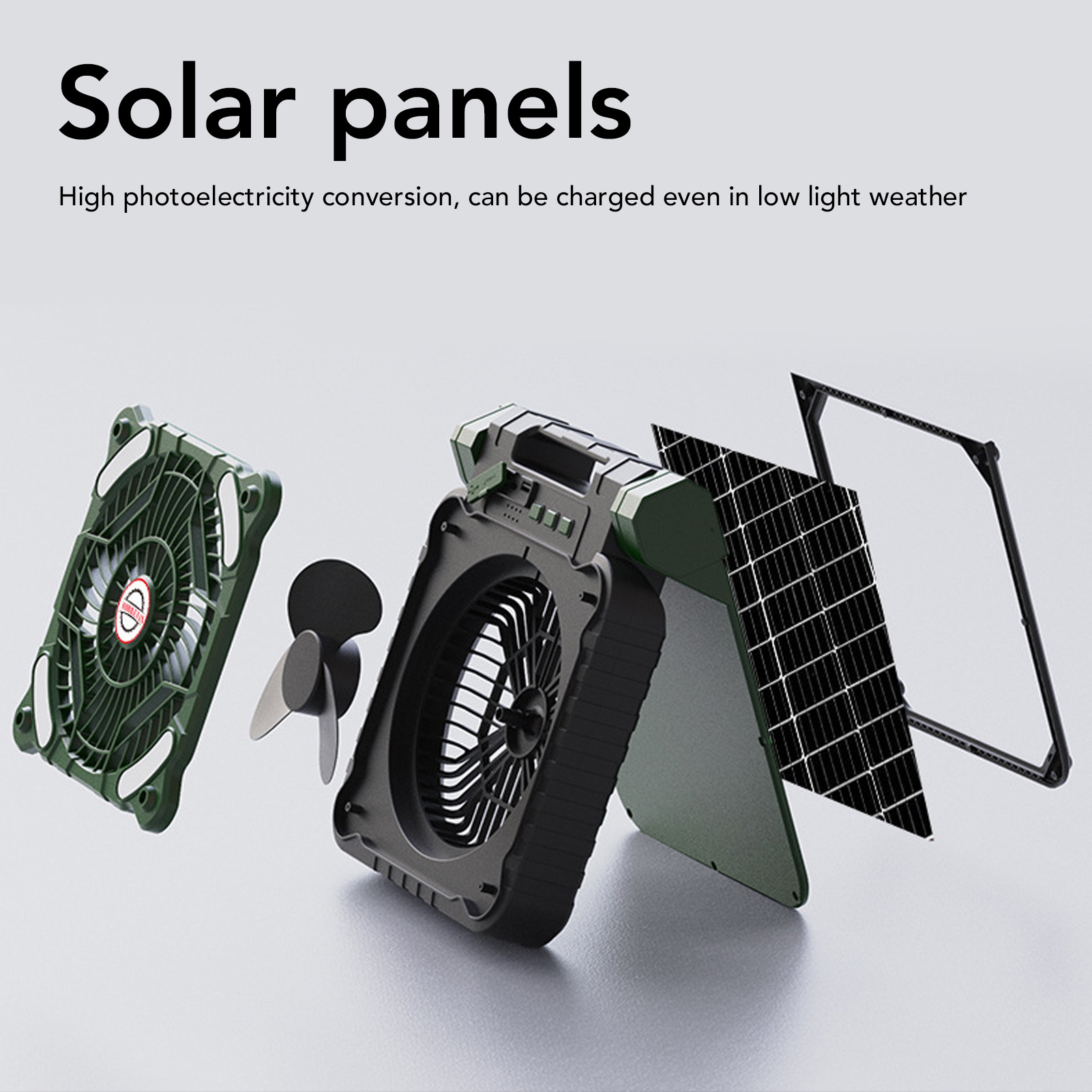 Solar Camping Fan Type C Charg - Outdoor Power Timer 评论和价格