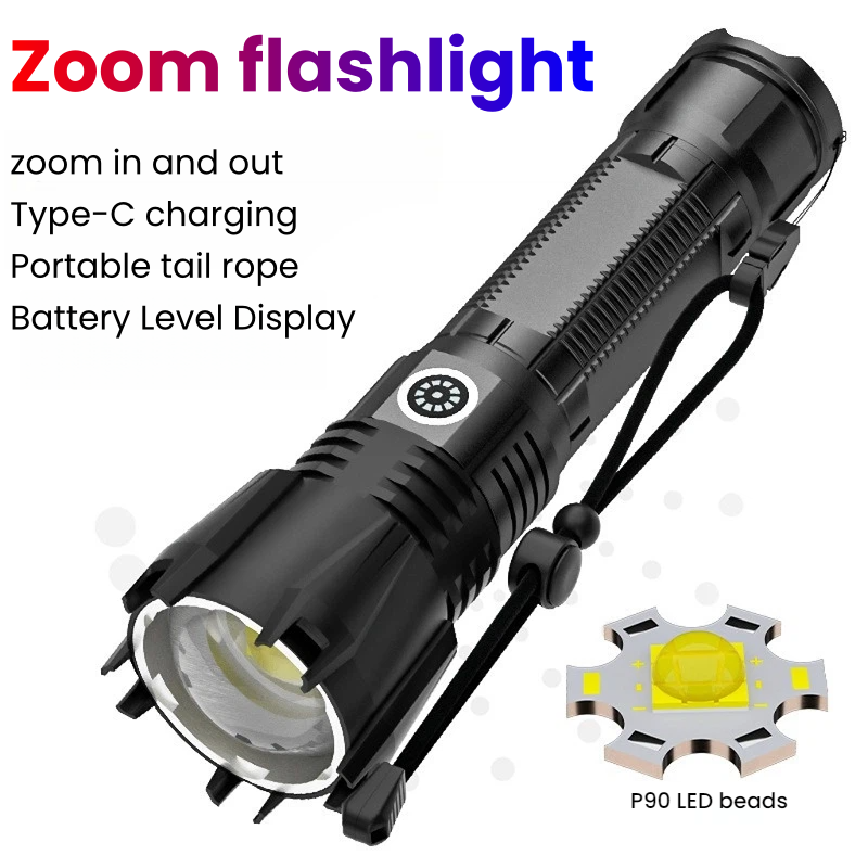 High-power P90 LED Flashlight  - Outdoor Power For Camping 评论和价格