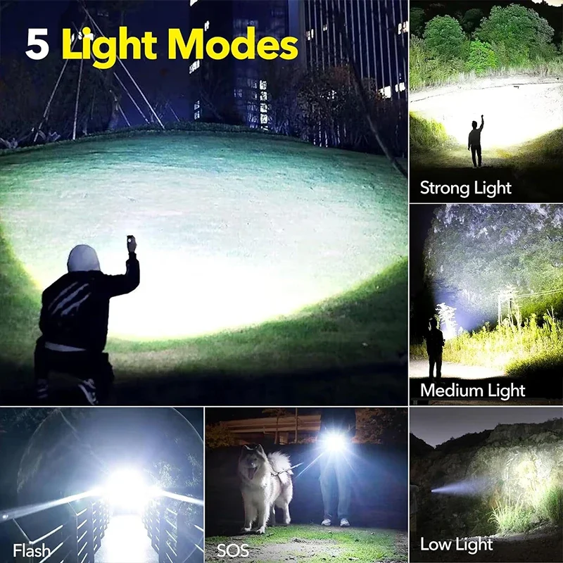 High Power LED Flashlight Rech - Outdoor Power For Camping 评论和价格