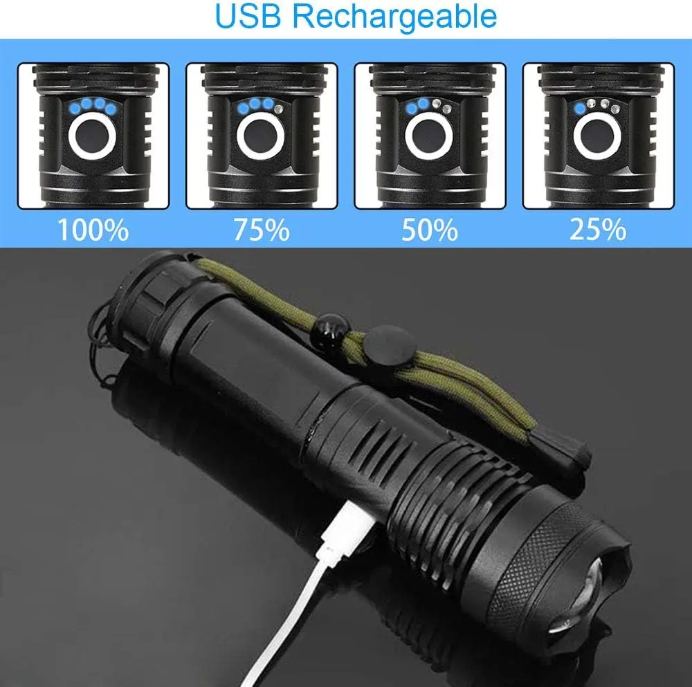 High Power LED Flashlight Rech - Outdoor Power For Camping 评论和价格