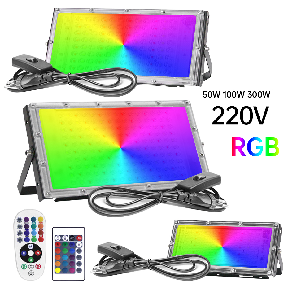 IP65 Waterproof RGB LED Flood  - Outdoor Power Outlet With Remote Control 评论和价格