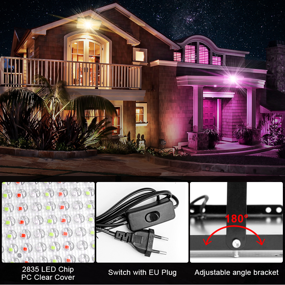 IP65 Waterproof RGB LED Flood  - Outdoor Power Outlet With Remote Control 评论和价格